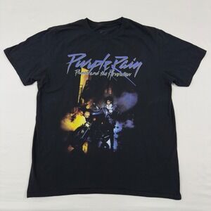 Prince Purple Rain And The Revolution Black Graphic T Shirt Mens Size Large